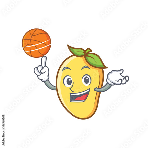 Playing basketball mango character cartoon mascot