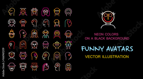 Funny vector avatar set