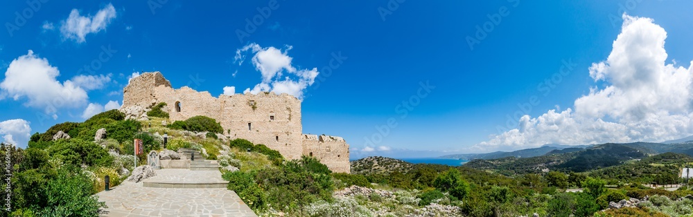 Panoramic view of the Kritinia castle - Kastellos, Rhodes island, Greece