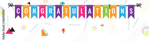 Bunting flags banner with congratulations letter. Congratulations banner.