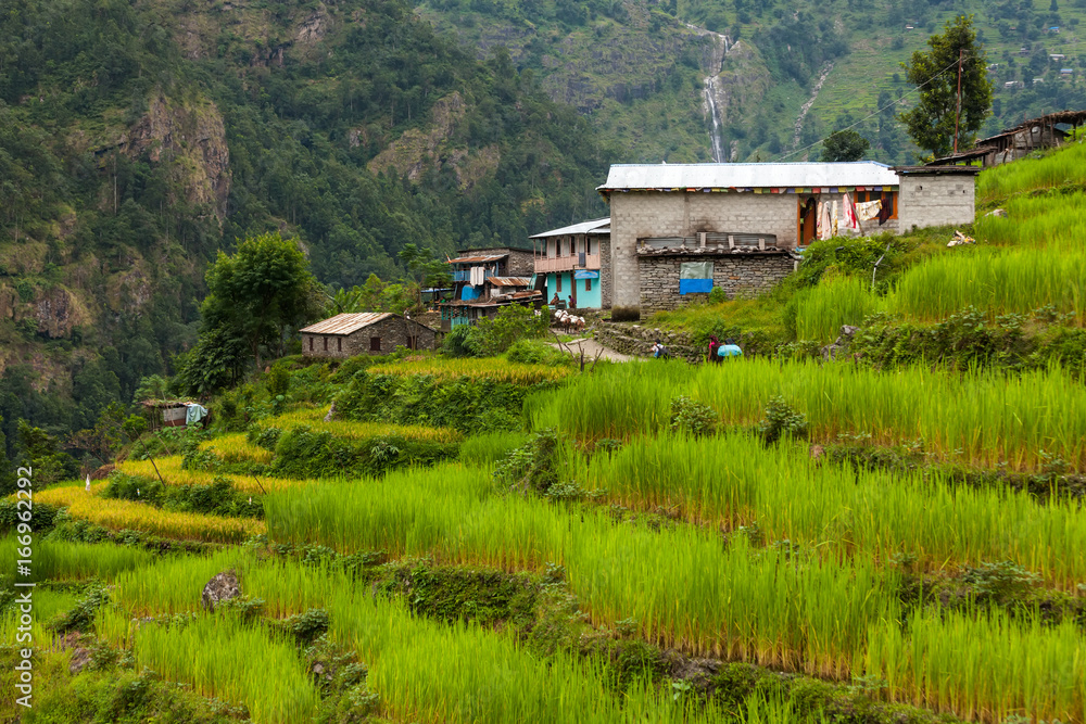 Beautiful landscape of Himalaya mountains on Manaslu circuit Beautiful landscape of Himalaya mountains on Manaslu circuit