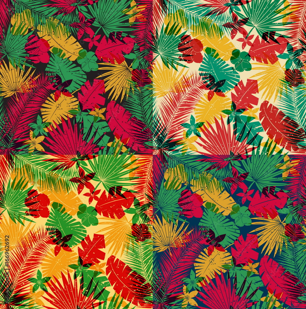 A set of seamless tropical jungle patterns A set of seamless tropical jungle patterns