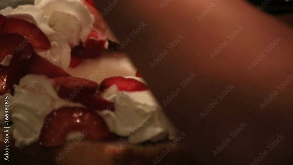 berries in cream on cake