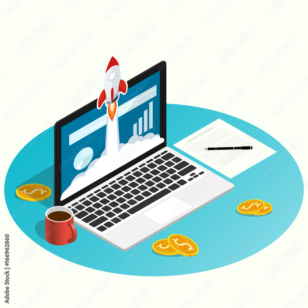 isometric rocket fast start up launch laptop,ecommerce business start up project flat vector isometric rocket fast start up launch laptop,ecommerce business start up project flat vector