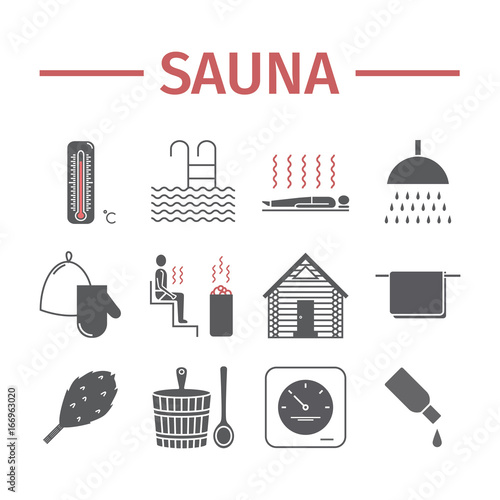 Sauna icons. Vector signs