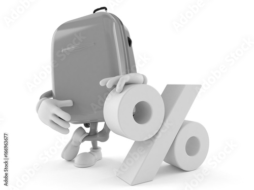 Suitcase character with percent symbol