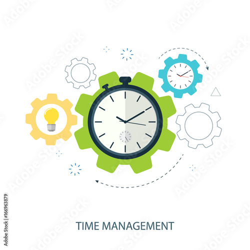 time management gear flat vector