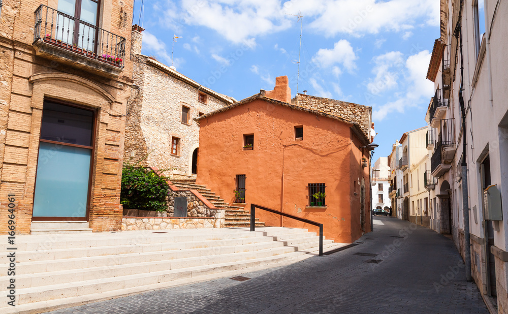 Street view with old living houses of Calafell