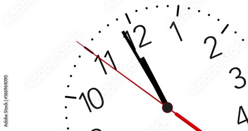 4K animated clock ticking towards 12 o'clock and zoom