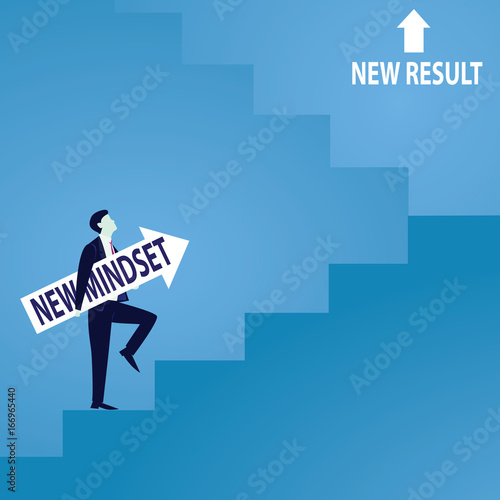 Businessman climb success ladder