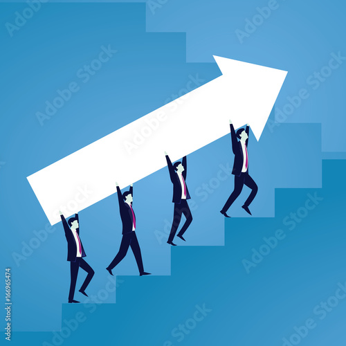 Businessman climb success ladder