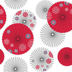 Canvas schilderij Japanse stijl patronen Japanse parasols in traditioneel patroon  © 210484kate