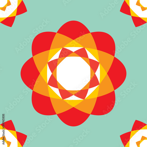 RED FLOWER PATTERN Flower pattern on the light green background. This is seamless graphic can be used as pattern for fabric or backdrop.