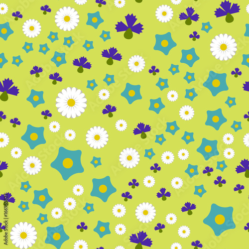 Nature spring flower wreath illustration colorful seamless pattern background...