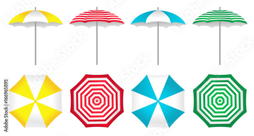 Colorful beach umbrellas set. Vector illustration