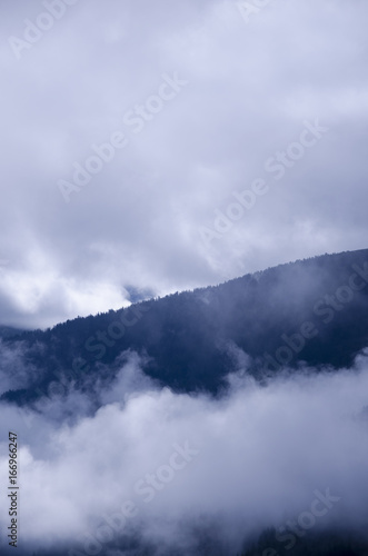 Mountains in the fog