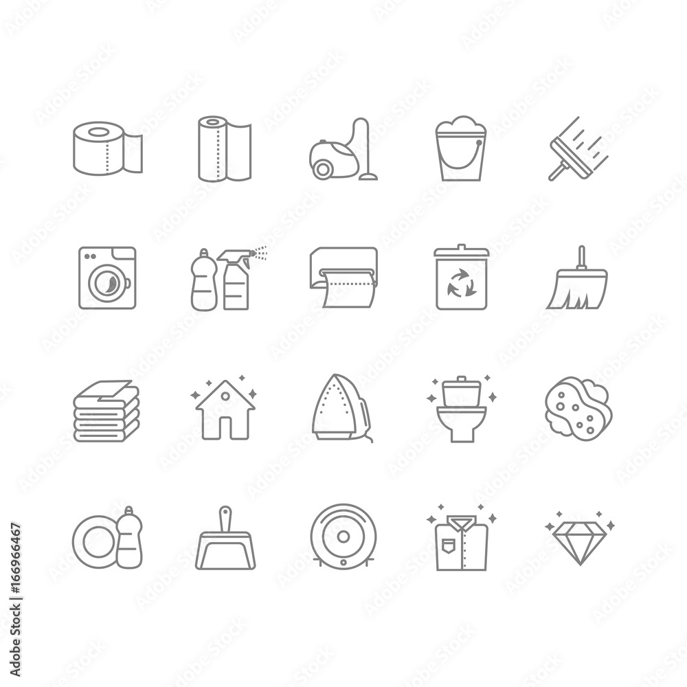 Set of 20 cleaning line icons. Set of 20 cleaning line icons.