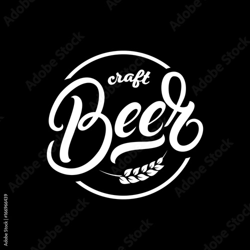 Craft beer hand written lettering logo, label, badge, emblem.