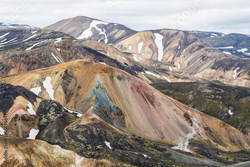 View on the beautifully colored mountain, volcano Blahnukur, Iceland photo