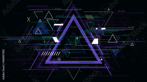Tech futuristic abstract triangle geometric backgrounds, sci-fi vector illustration