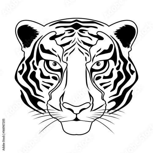 Fototapeta Naklejka Na Ścianę i Meble -  Tiger head vector illustration in black and white