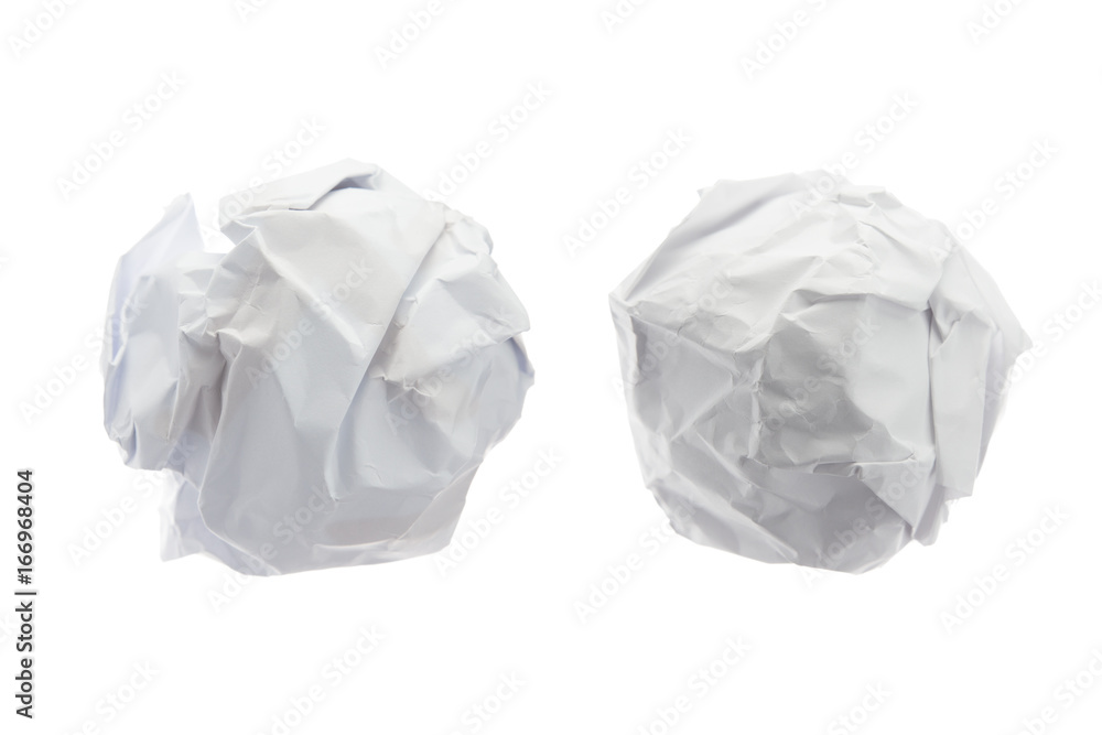 Naklejka premium Crumpled paper ball on isolated on white background.