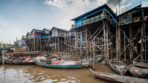 Fisherman village of Kompong Khleang at Tonle Sap Lake, Cambodia photo