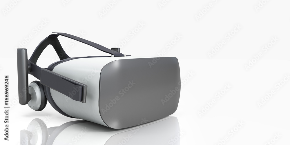 Black and White VR Virtual Reality Headset Isolated on White Background ...