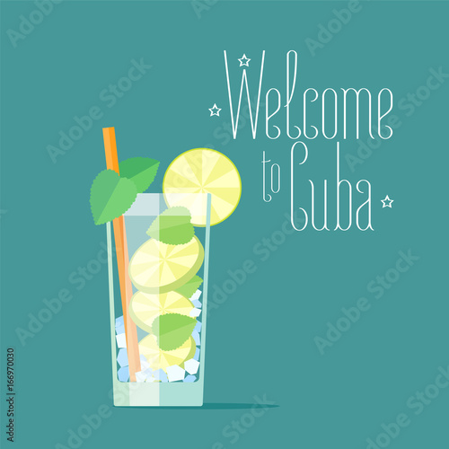 Cuban mojito coctail vector illustration
