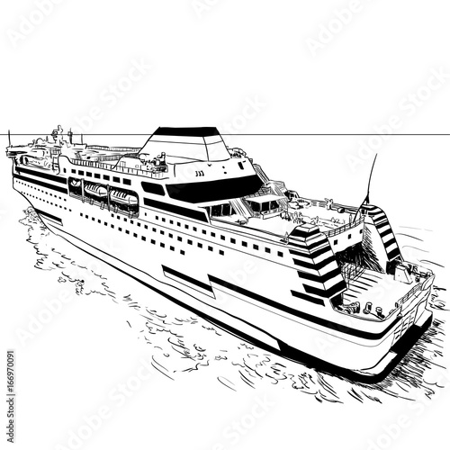 Hand drawing ferry-Vector Illustration