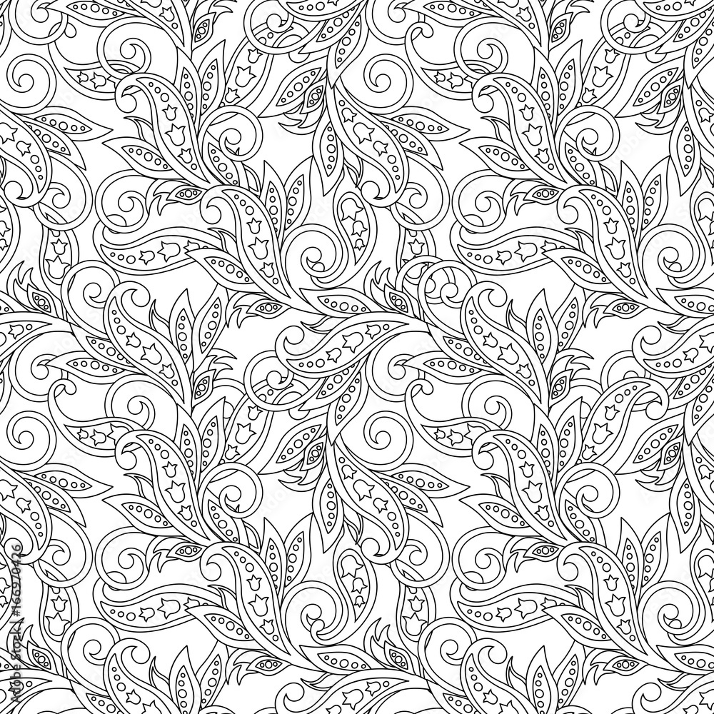 vintage flowers seamless pattern. Ethnic floral vector background