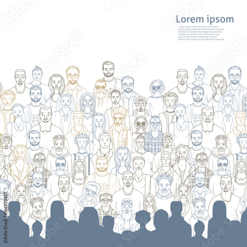 vector background for your text with hand drawn people © antalogiya