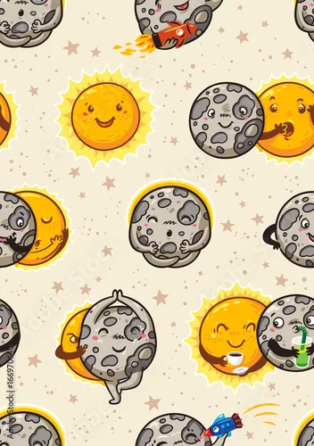 Tapety Śliczna księżycowa praktyka jogi. Wzór zaćmienia słońca