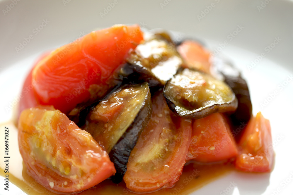 茄子とトマトの味噌炒め/Fried miso with tomato and eggplant 茄子とトマトの味噌炒め/Fried miso with tomato and eggplant