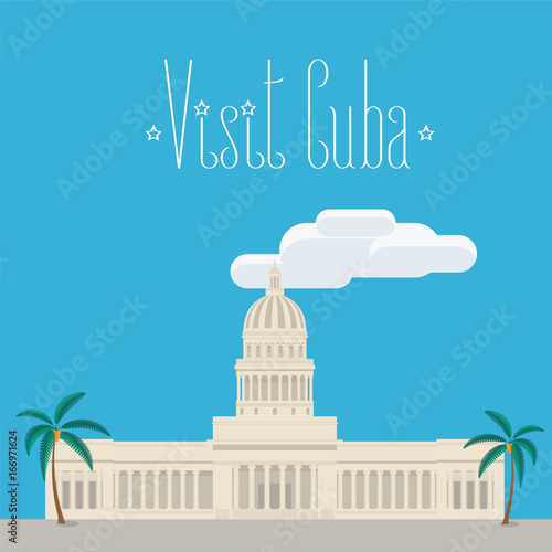 Cuban El Capitolio vector illustration