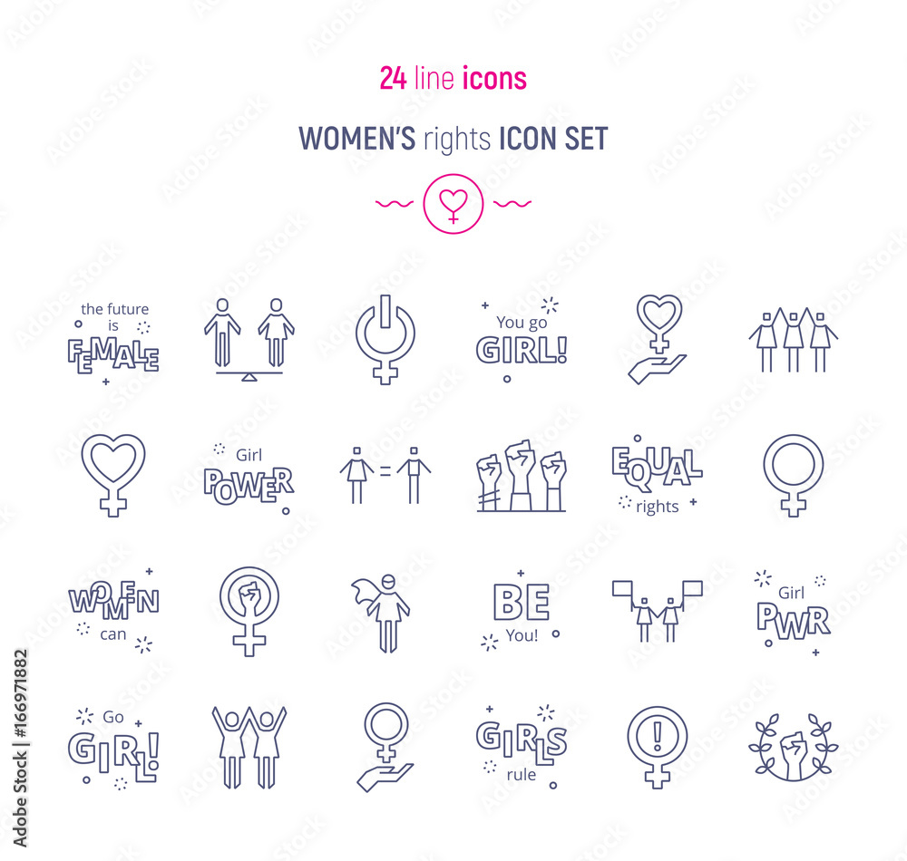 Set of women's rights icons