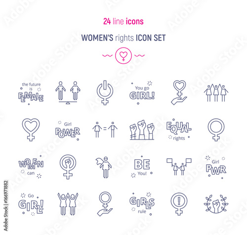 Set of women's rights icons