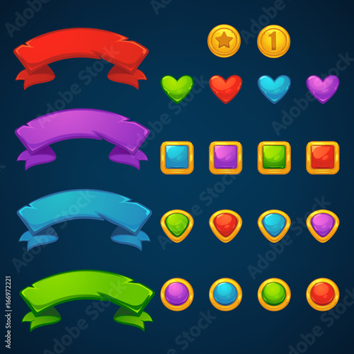 Gold and Gems, tresarues bubble shooter, match 3, vector objects and blocks