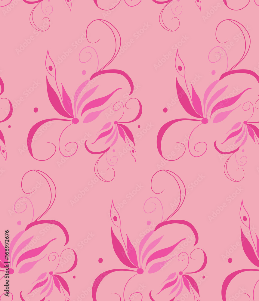 Vector pink floral pattern, seamless Vector pink floral pattern, seamless