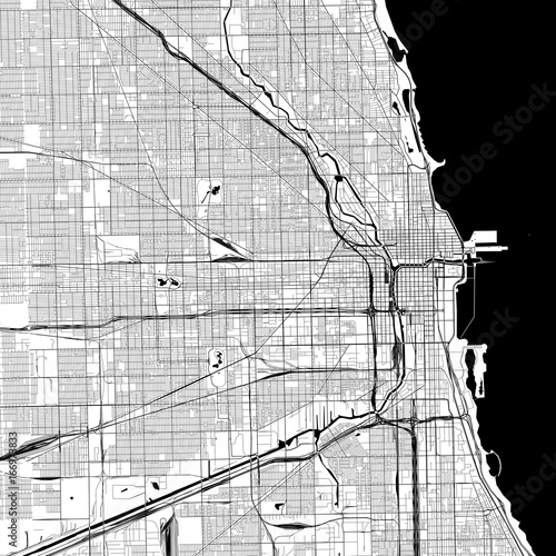 Chicago Monochrome Vector Map