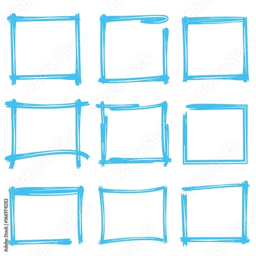 blue hand drawn rectangle frames
