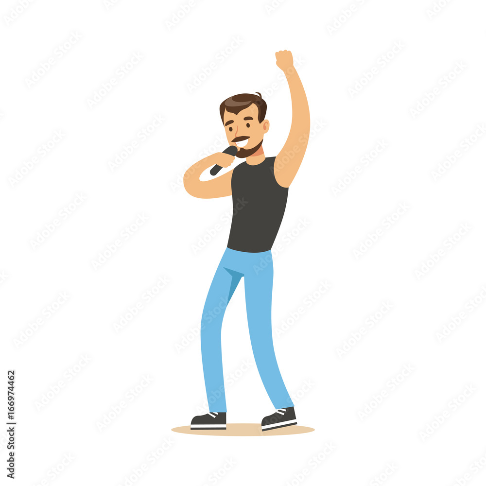 Singer man performing a song vector Illustration Singer man performing a song vector Illustration