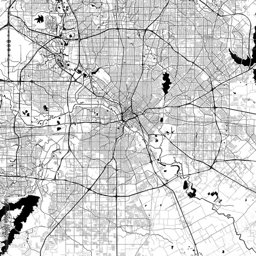 Dallas Monochrome Vector Map photo