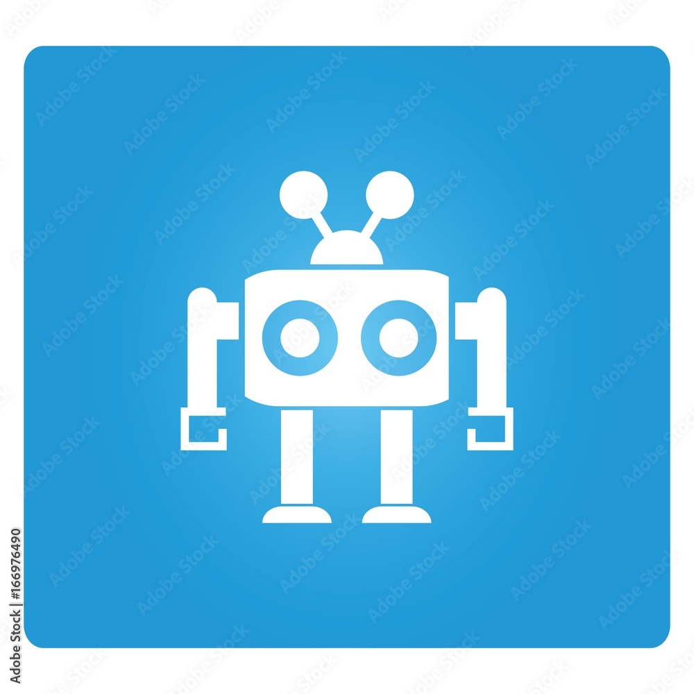 robot cartoon in blue background