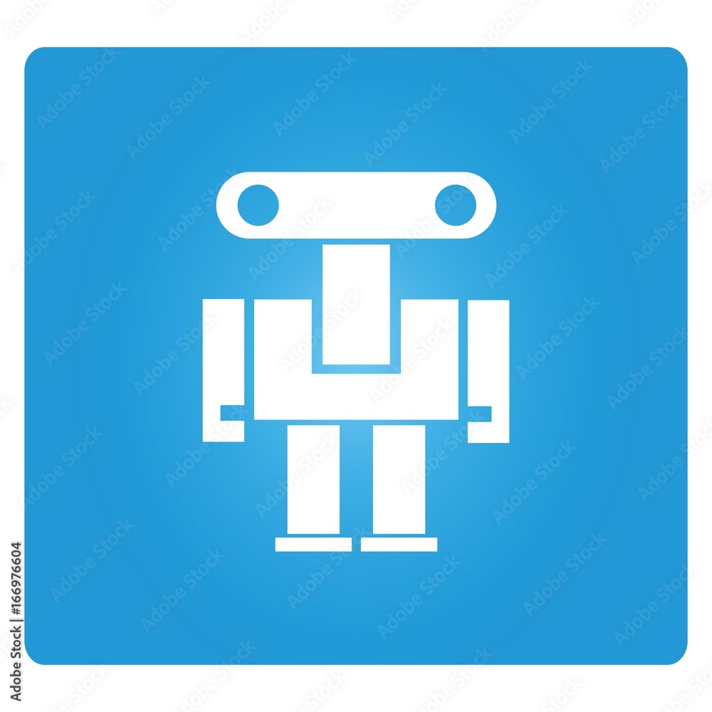 robot cartoon in blue background