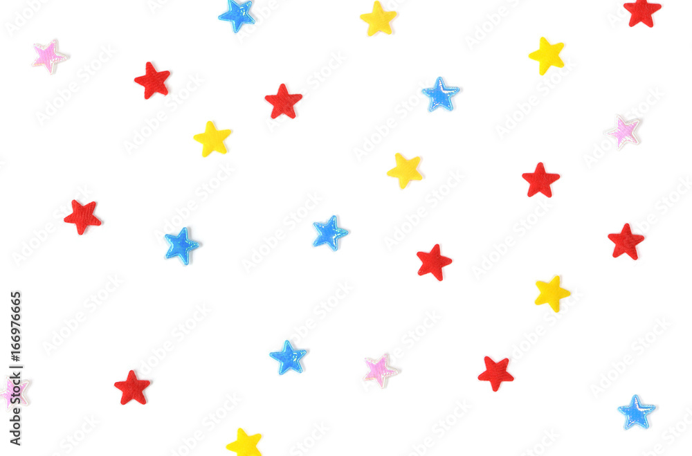 Many star paper cut on white background - isolated