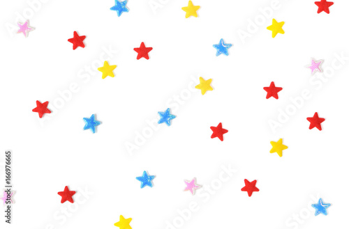 Many star paper cut on white background - isolated