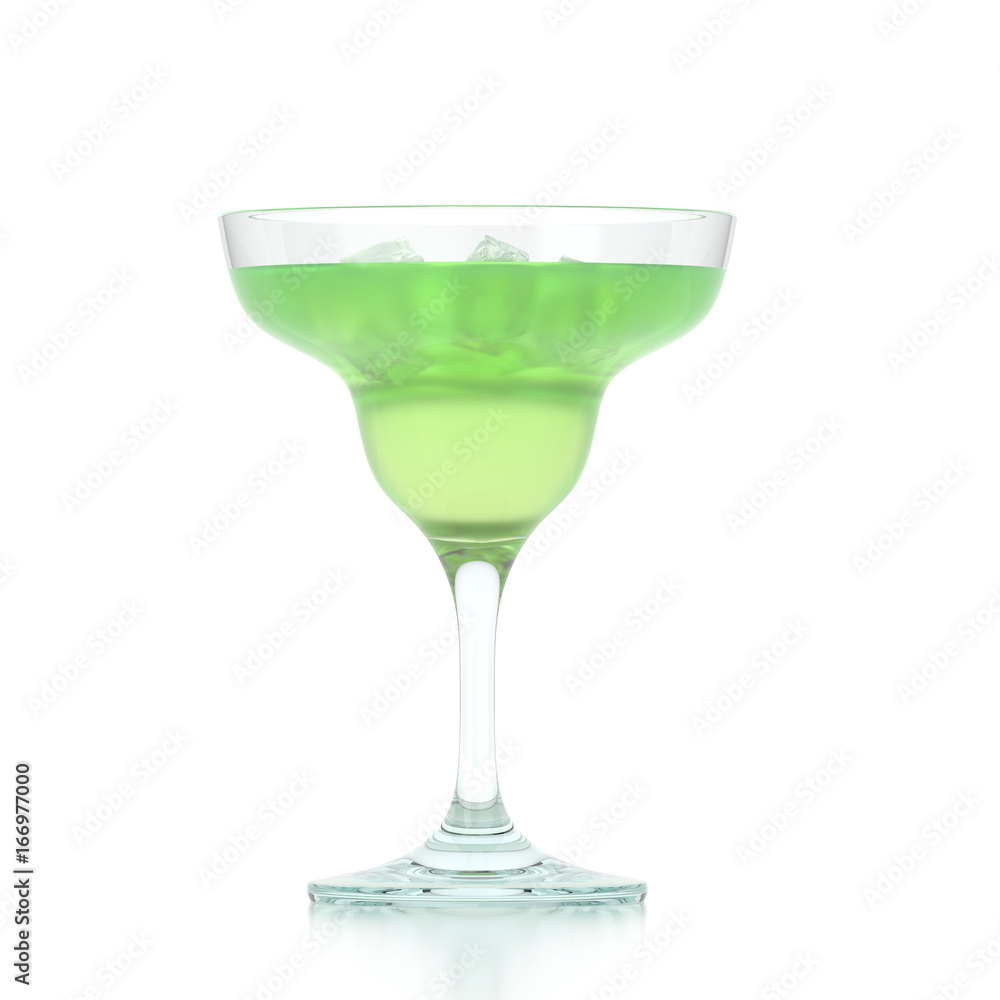 3D rendering a glass of margaritas with ice 3D rendering a glass of margaritas with ice