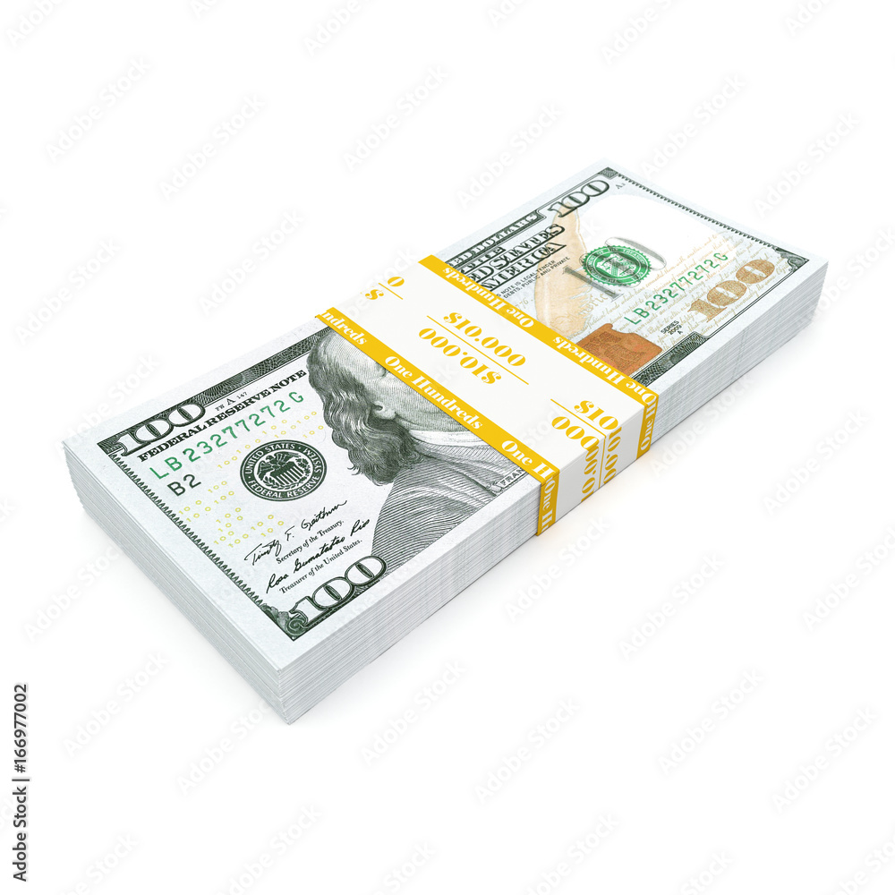 3d rendering a pack of US dollars 3d rendering a pack of US dollars
