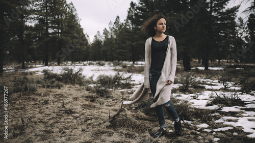 Beautiful caucasian girl outdoors in nature at day time.